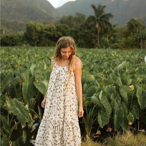 Daughters of India Cream Floral Maxi Dress